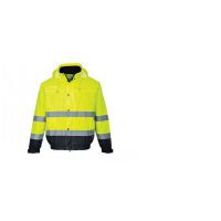 Hi-Vis kéttónusú bomber kabát - sárga / tengerészkék